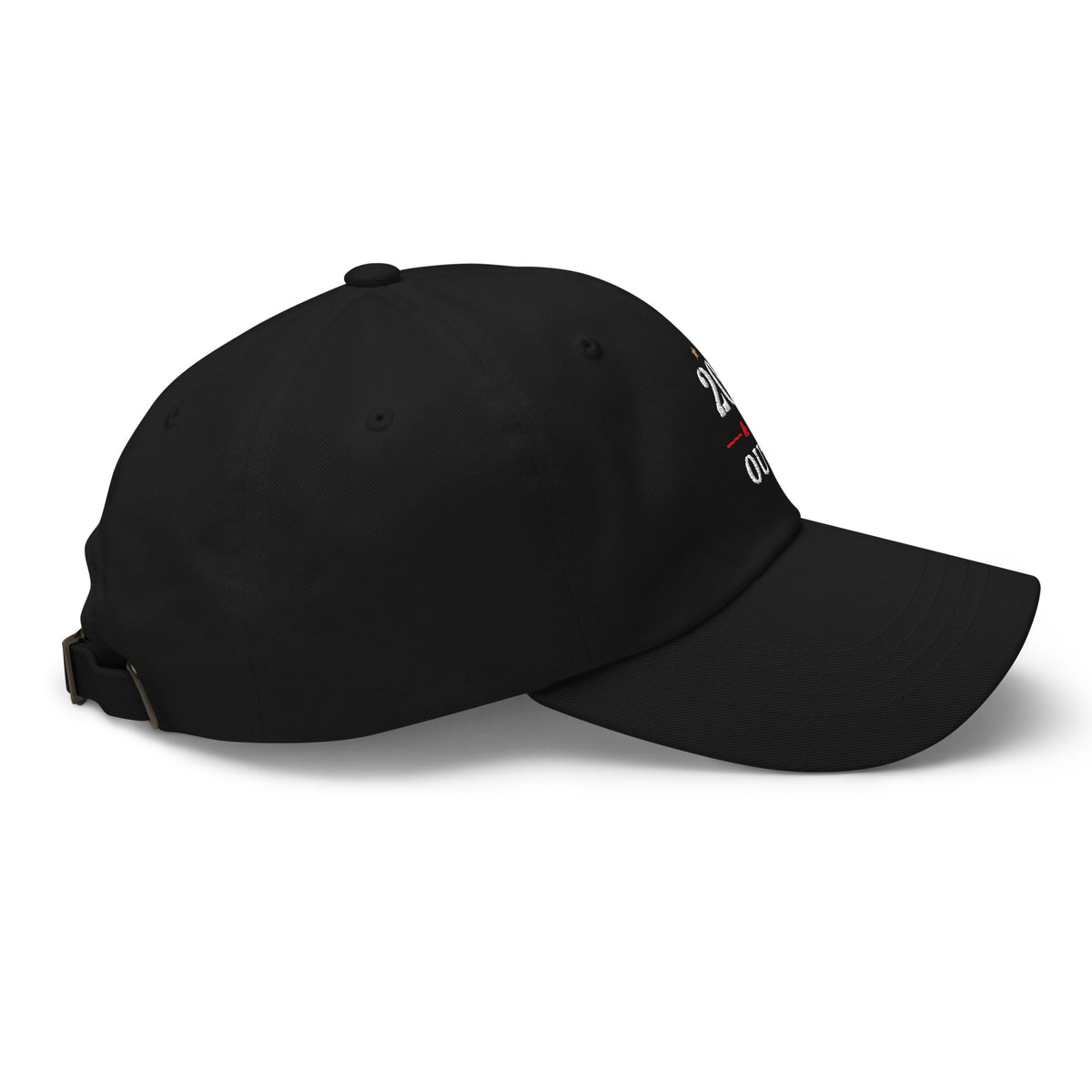 20 & Out Dark Dad hat in Black, right side, Twenty & Out