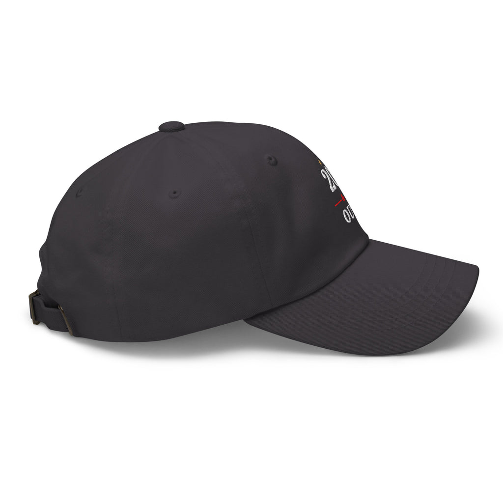 20 & Out Dark Dad hat in Dark Grey, right side, Twenty & Out