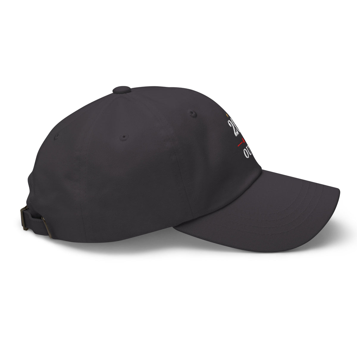 20 & Out Dark Dad hat in Dark Grey, right side, Twenty & Out