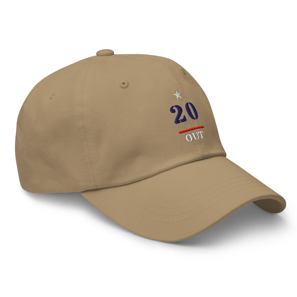 20 & Out Light Dad hat in Khaki, right front, Twenty & Out