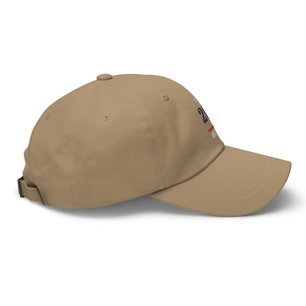 20 & Out Light Dad hat in Khaki, right side, Twenty & Out