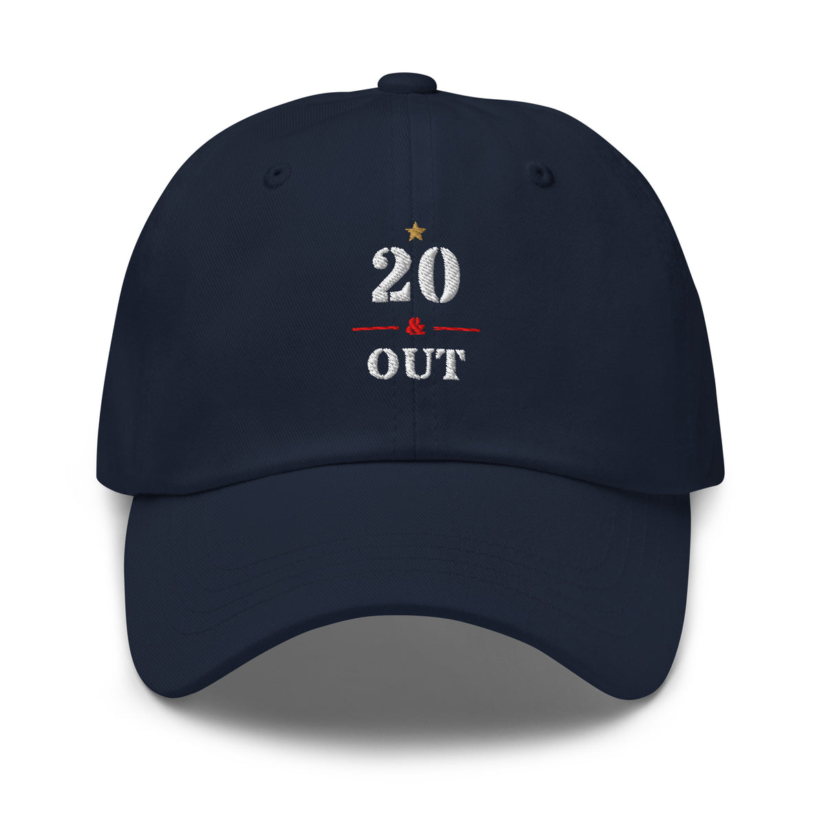 20 & Out Dark Dad hat in Navy, front, Twenty & Out