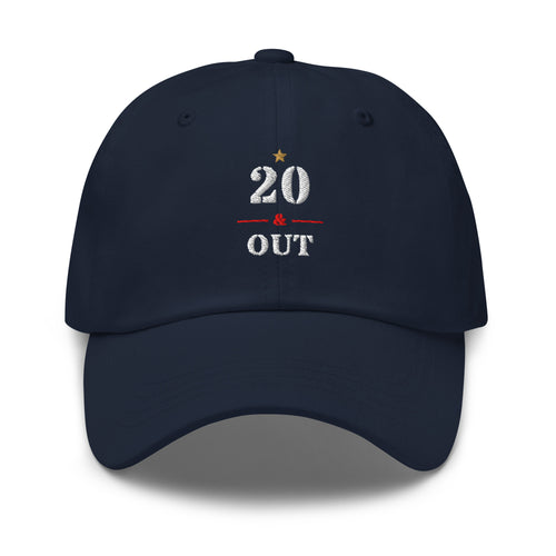 20 & Out Dark Dad hat in Navy, front, Twenty & Out