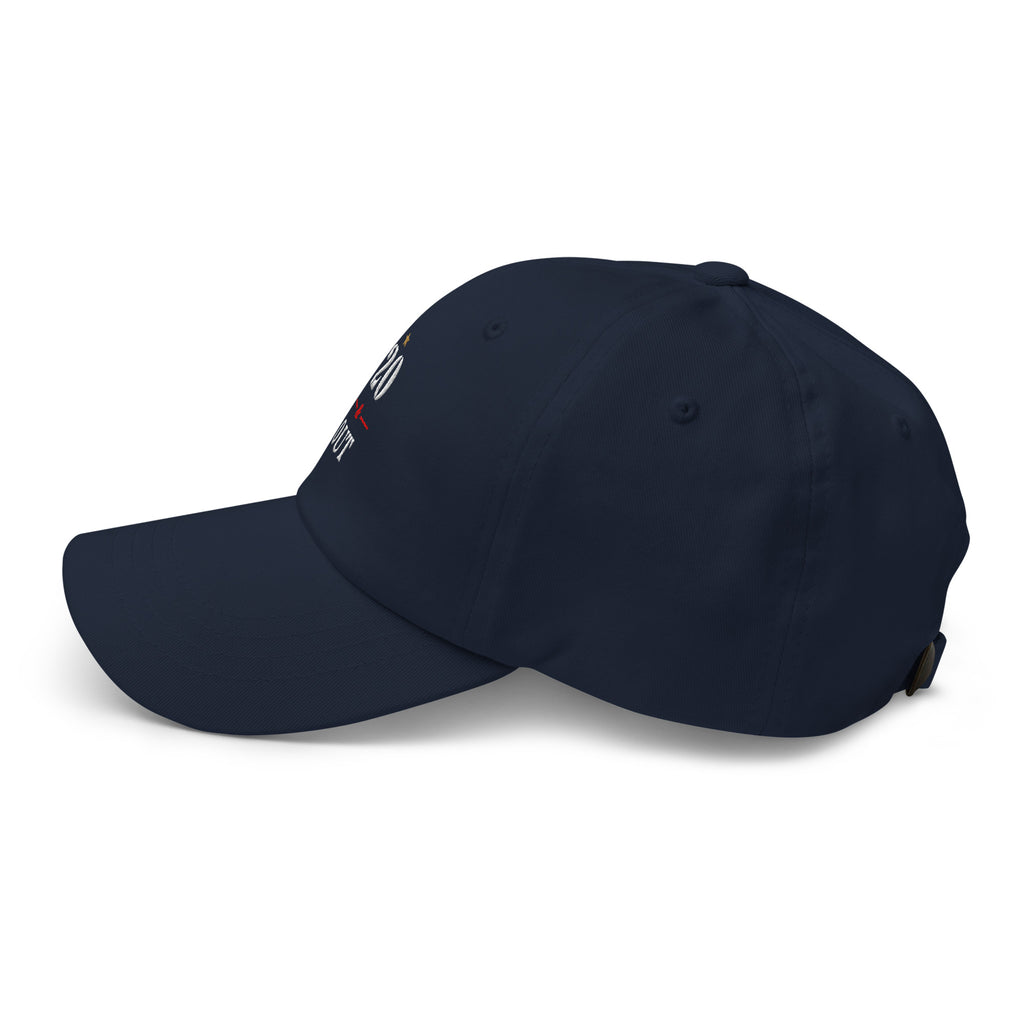 20 & Out Dark Dad hat in Navy, left side, Twenty & Out