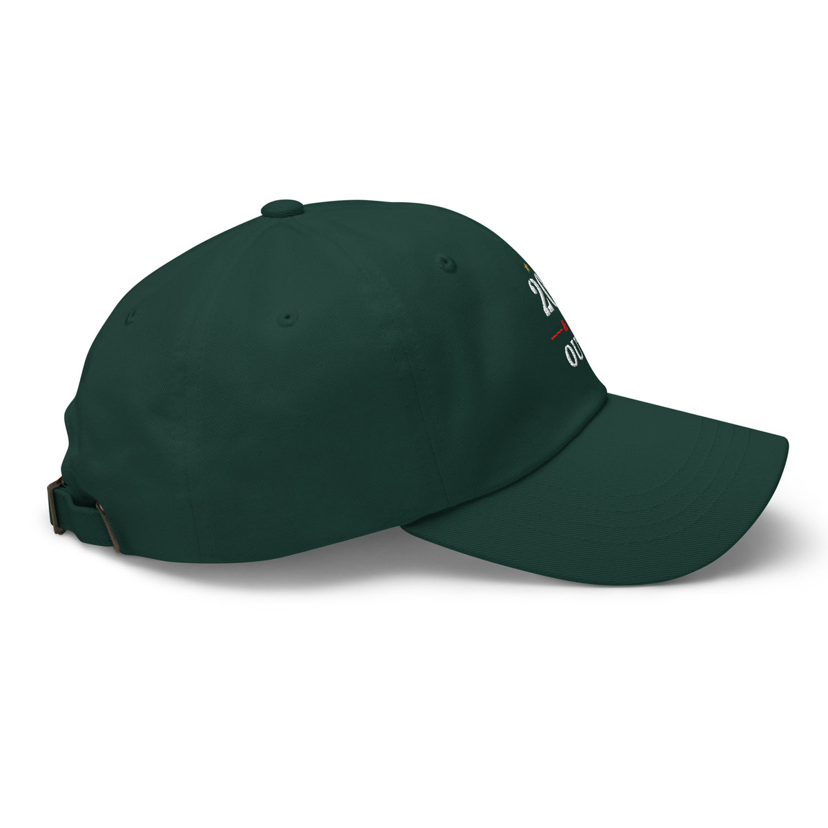 20 & Out Dark Dad hat in Spruce, right side, Twenty & Out