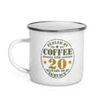 Fueled By 20 Years of Service Enamel Mug, left, Twenty & Out