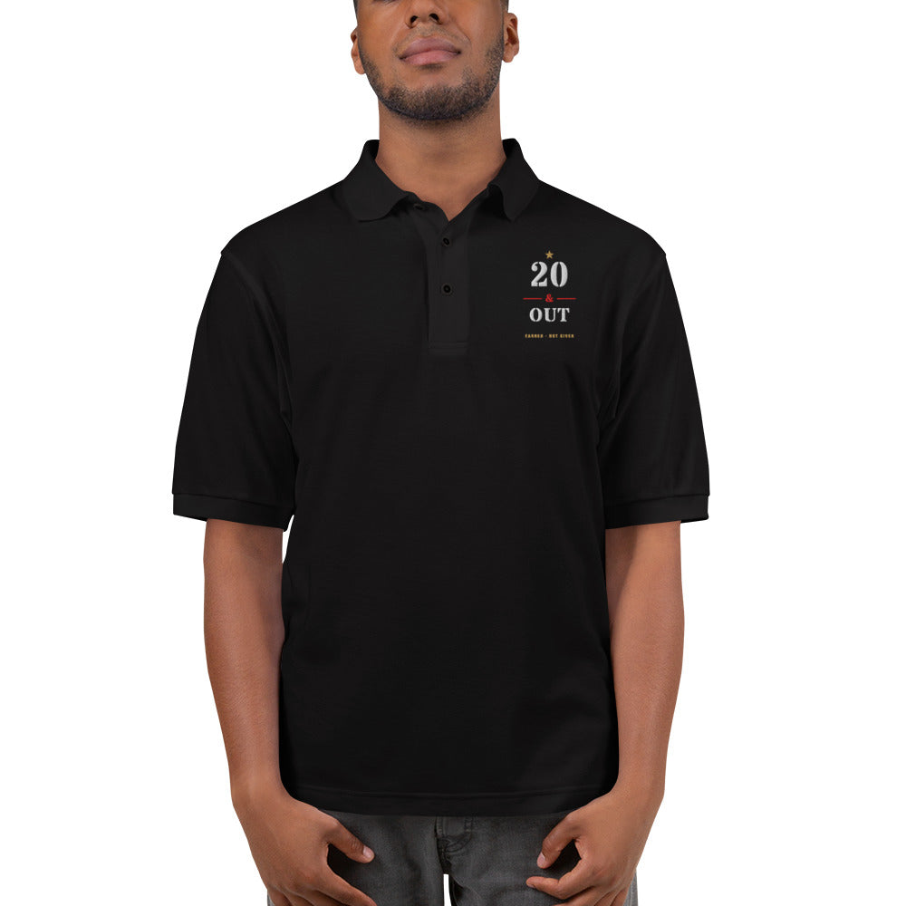20 Plus & Out Polo, Dark in Black, front, Twenty & Out