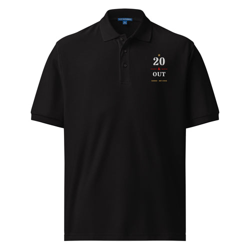 20 Plus & Out Polo, Dark in Black, front, Twenty & Out