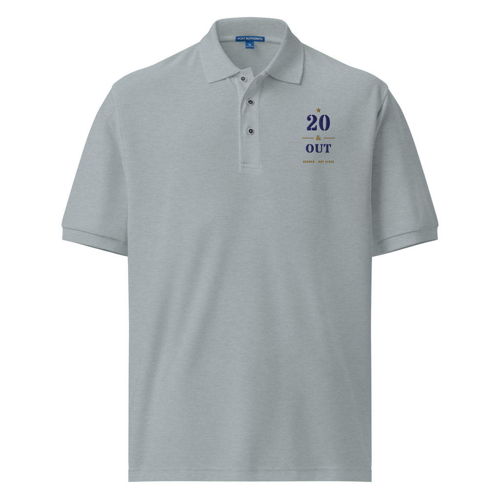 20 Plus & Out Polo, Light in Cool Heather, front, Twenty & Out