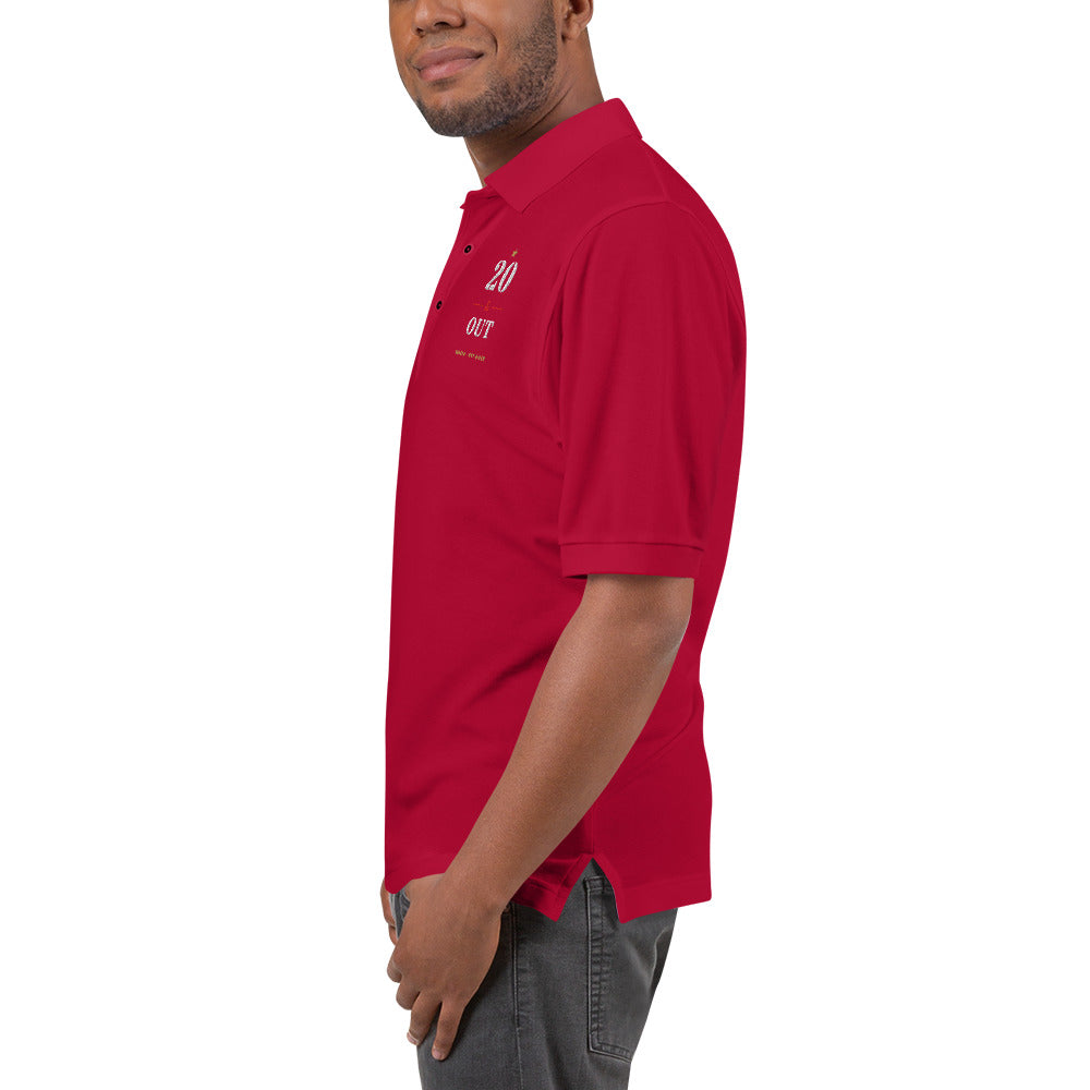 20 Plus & Out Polo, Dark in Red, left, Twenty & Out