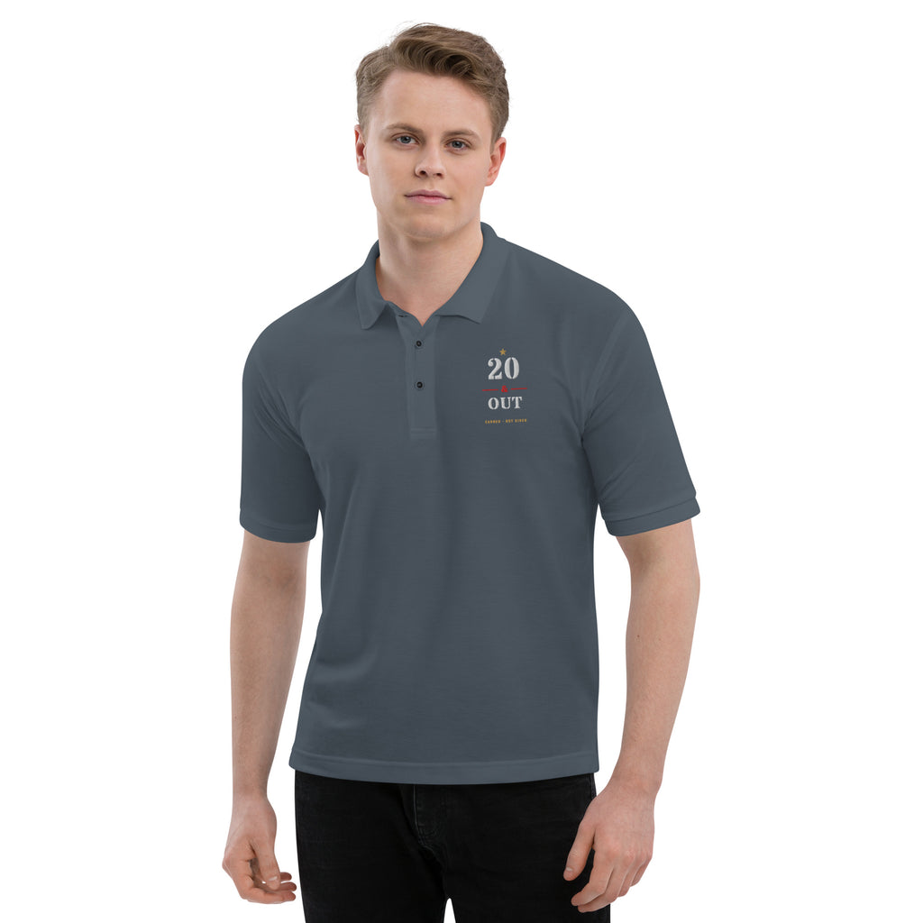 20 Plus & Out Polo, Dark in Steel Grey, front, Twenty & Out