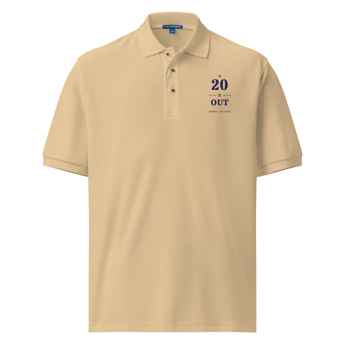 20 Plus & Out Polo, Light in Stone, front, Twenty & Out