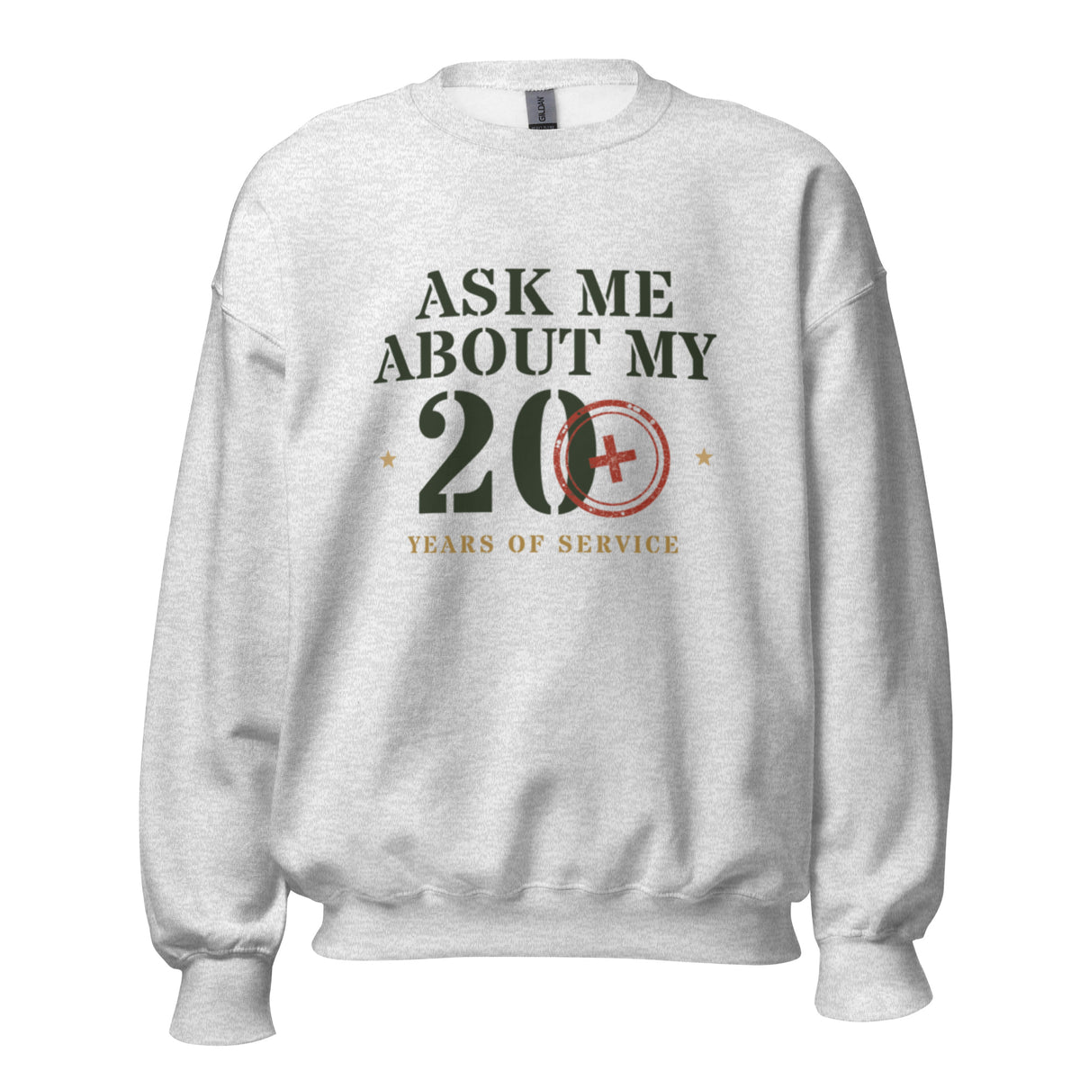 Ask Me About My 20 Plus Crewneck Sweatshirt in Ash, front, Twenty & Out
