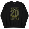 Built By 20 Years of Service Crew Neck Sweatshirt in Black, front, Twenty & Out