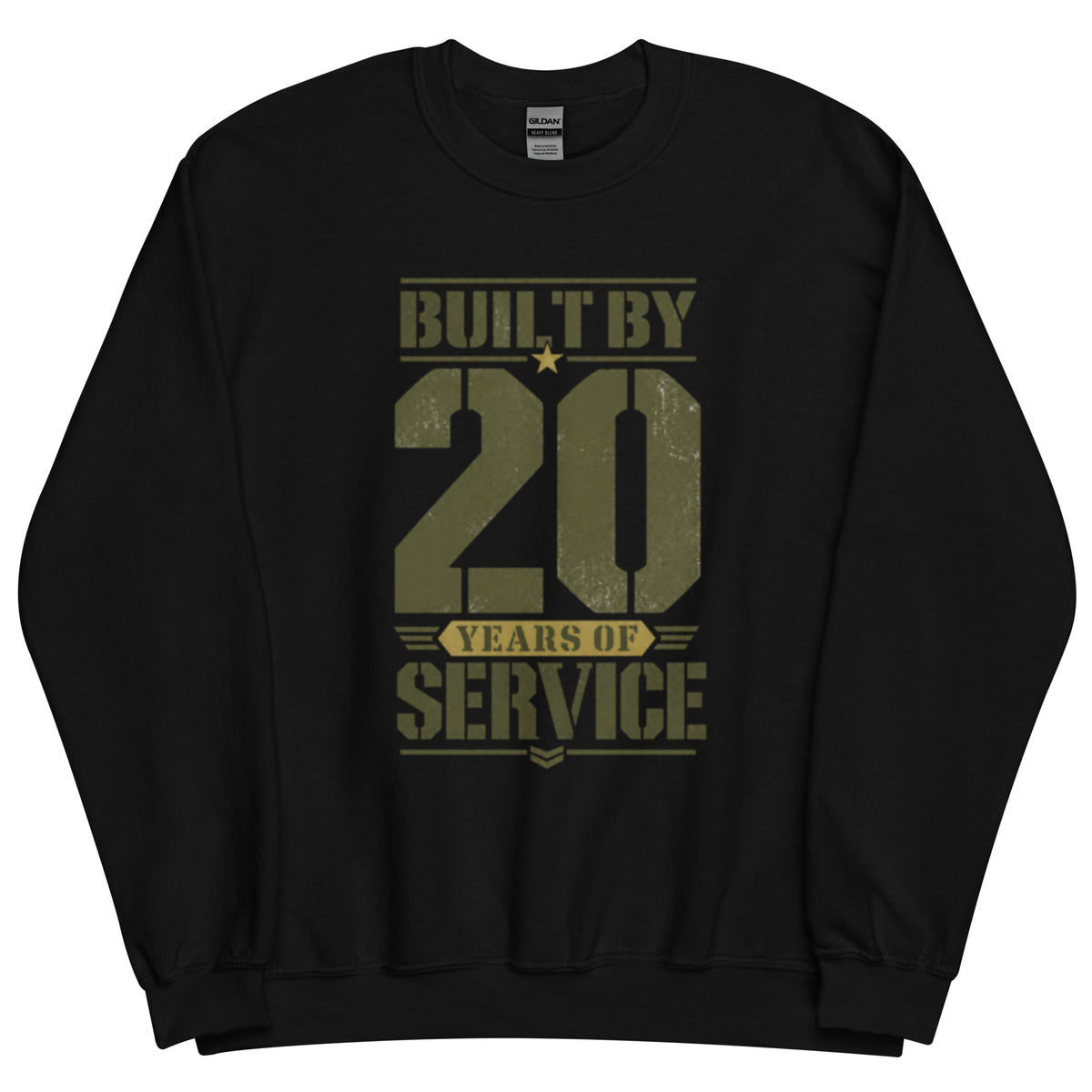 Built By 20 Years of Service Crew Neck Sweatshirt in Black, front, Twenty & Out