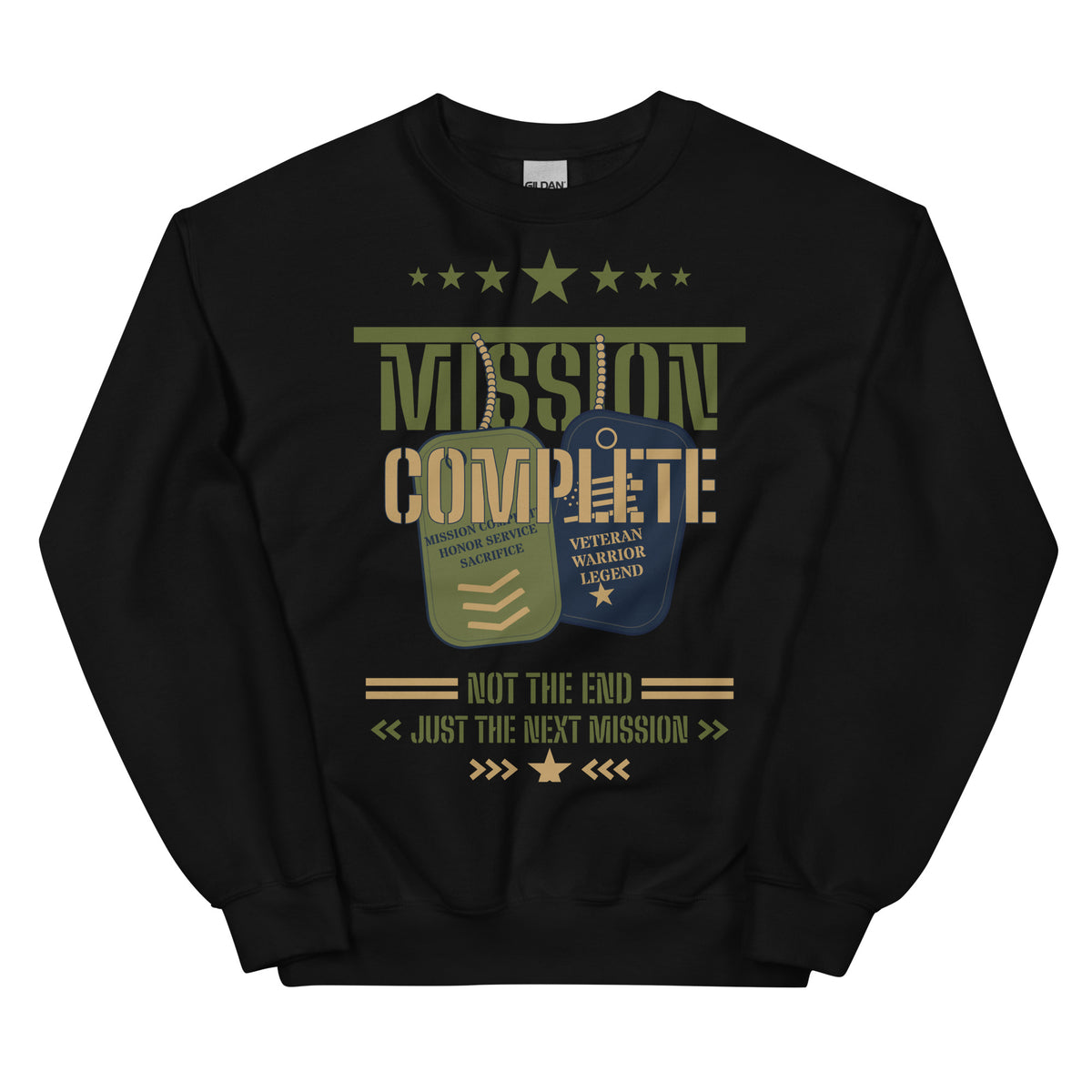 Mission Complete Crew Neck Sweatshirt in Black, front, Twenty & Out