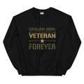Civilian Now, Veteran Forever Crew Neck Sweatshirt in Black, front, Twenty & Out
