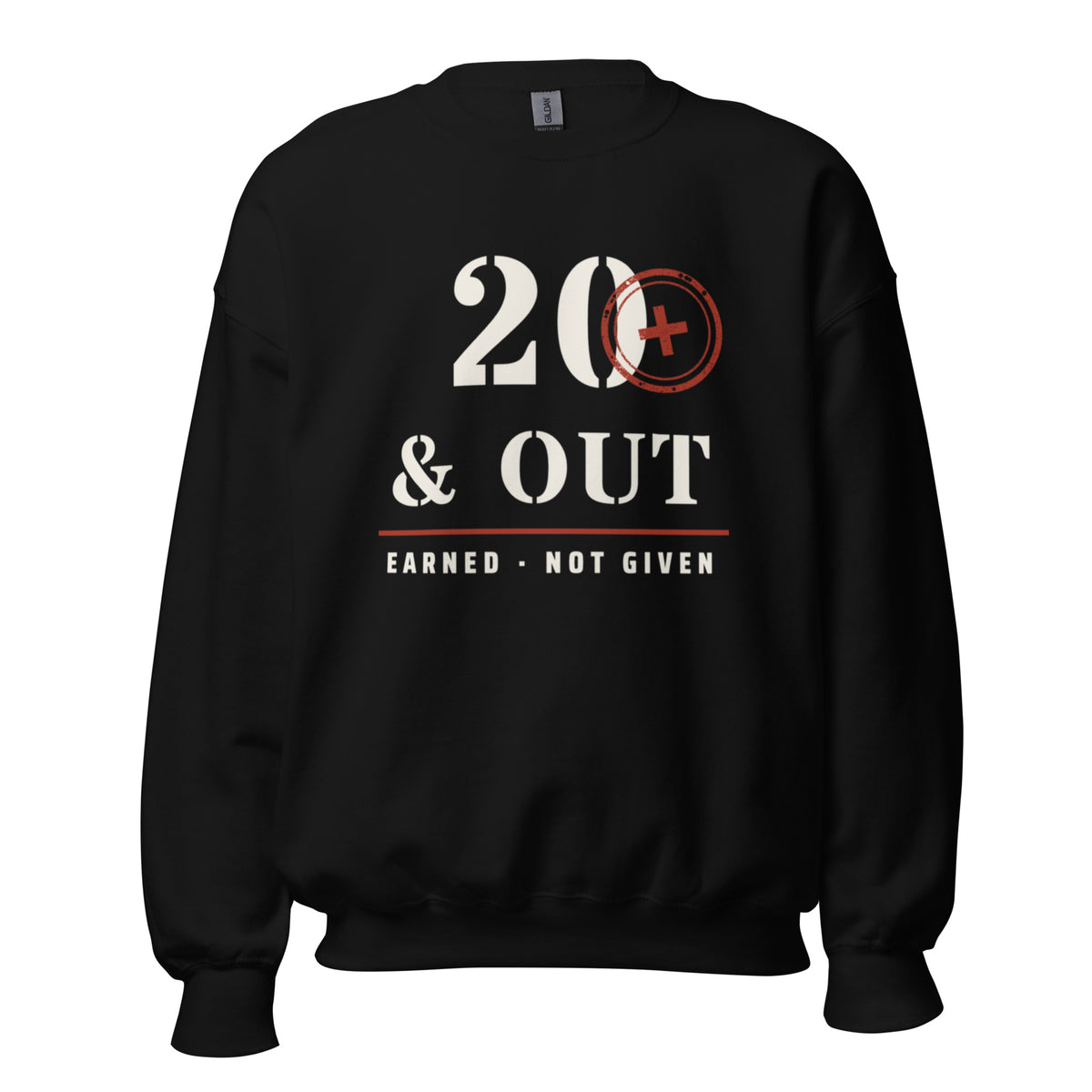 20 Plus & Out Crew Neck Sweatshirt in Black, front, Twenty & Out