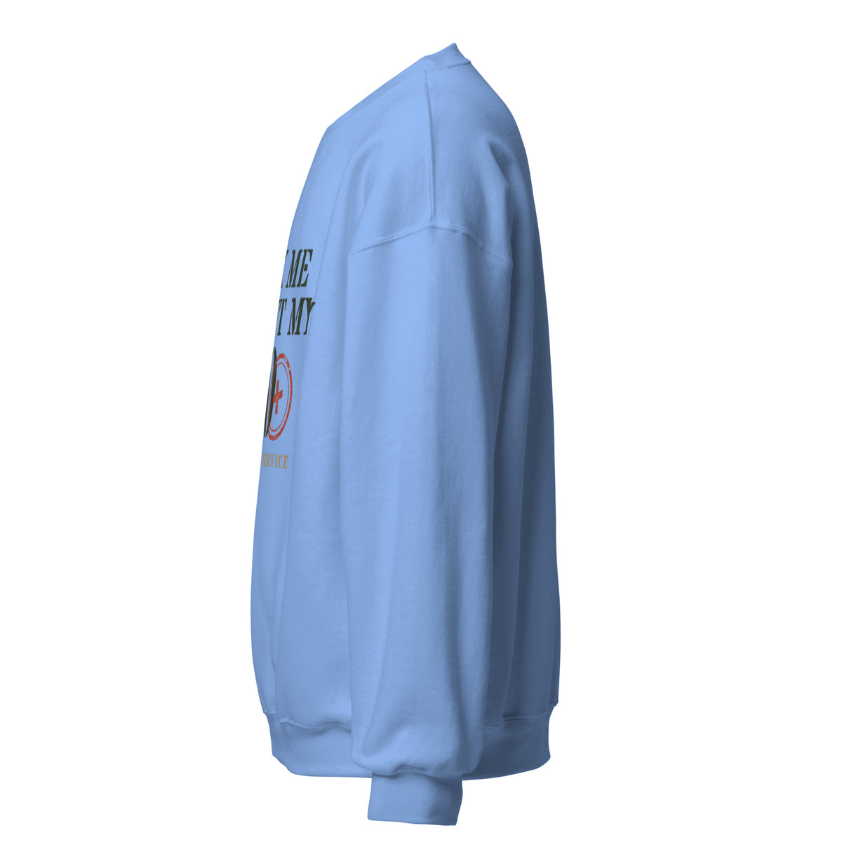 Ask Me About My 20 Plus Crewneck Sweatshirt in Carolina Blue, left, Twenty & Out