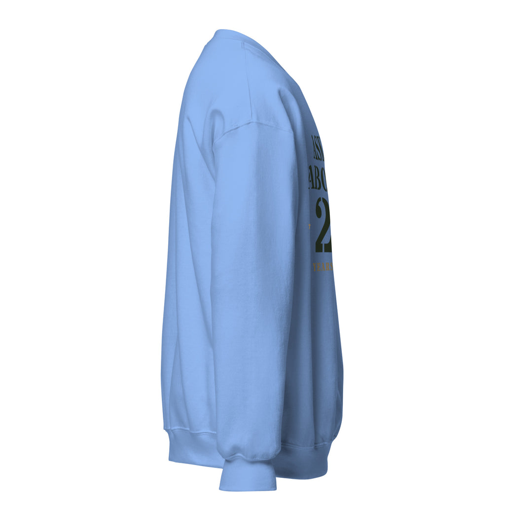 Ask Me About My 20 Plus Crewneck Sweatshirt in Carolina Blue, right, Twenty & Out