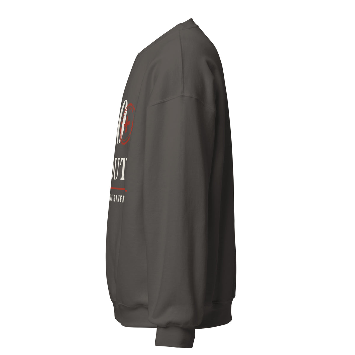 20 Plus & Out Crew Neck Sweatshirt in Charcoal, left, Twenty & Out