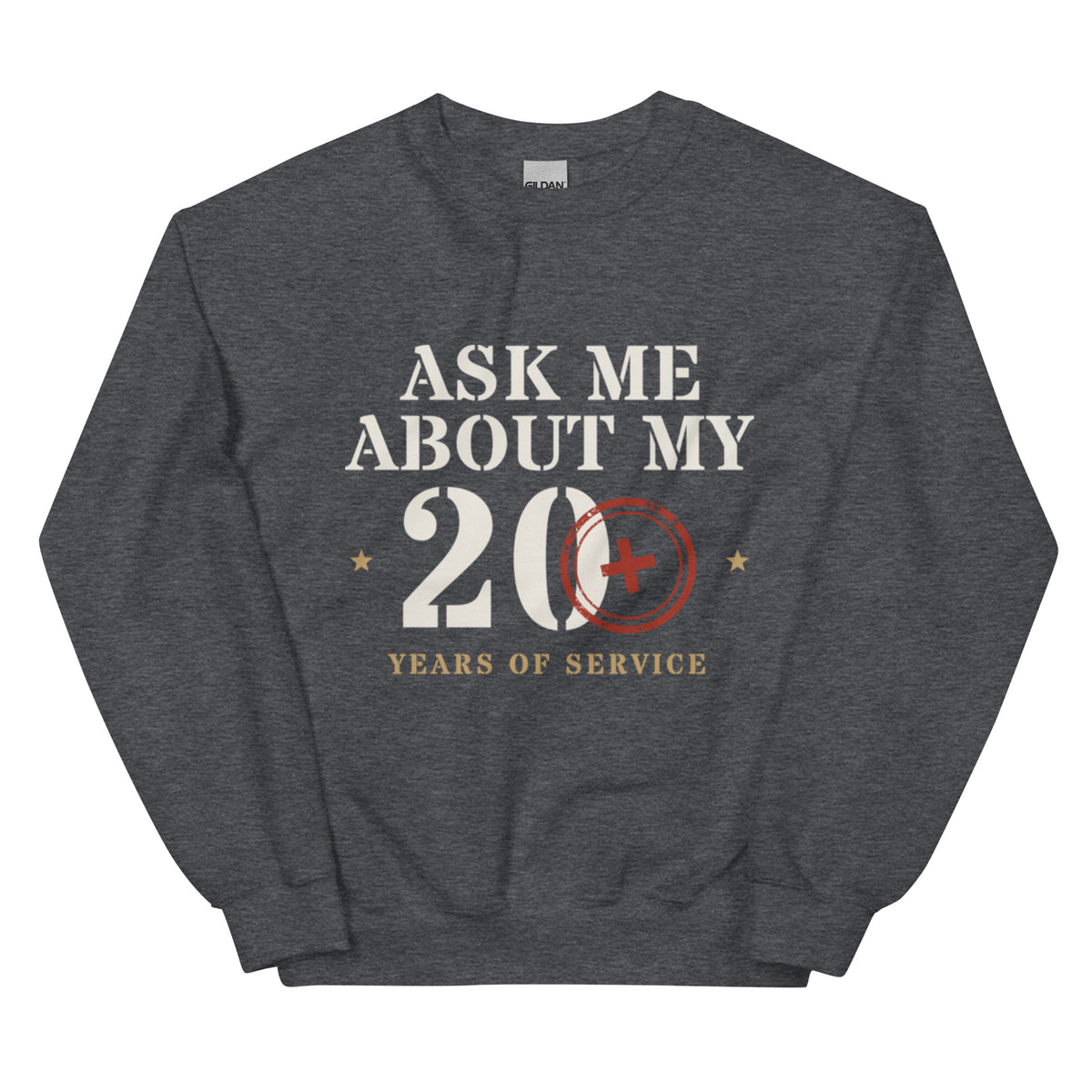 Ask Me About My 20+ Crewneck Sweatshirt in Dark Heather, front, Twenty & Out
