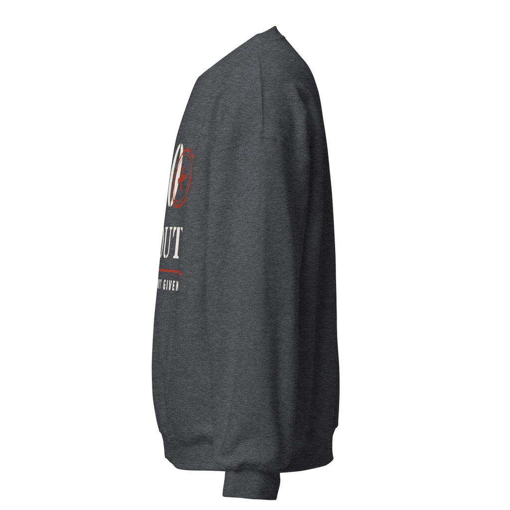 20 Plus & Out Crew Neck Sweatshirt in Dark Heather, left, Twenty & Out
