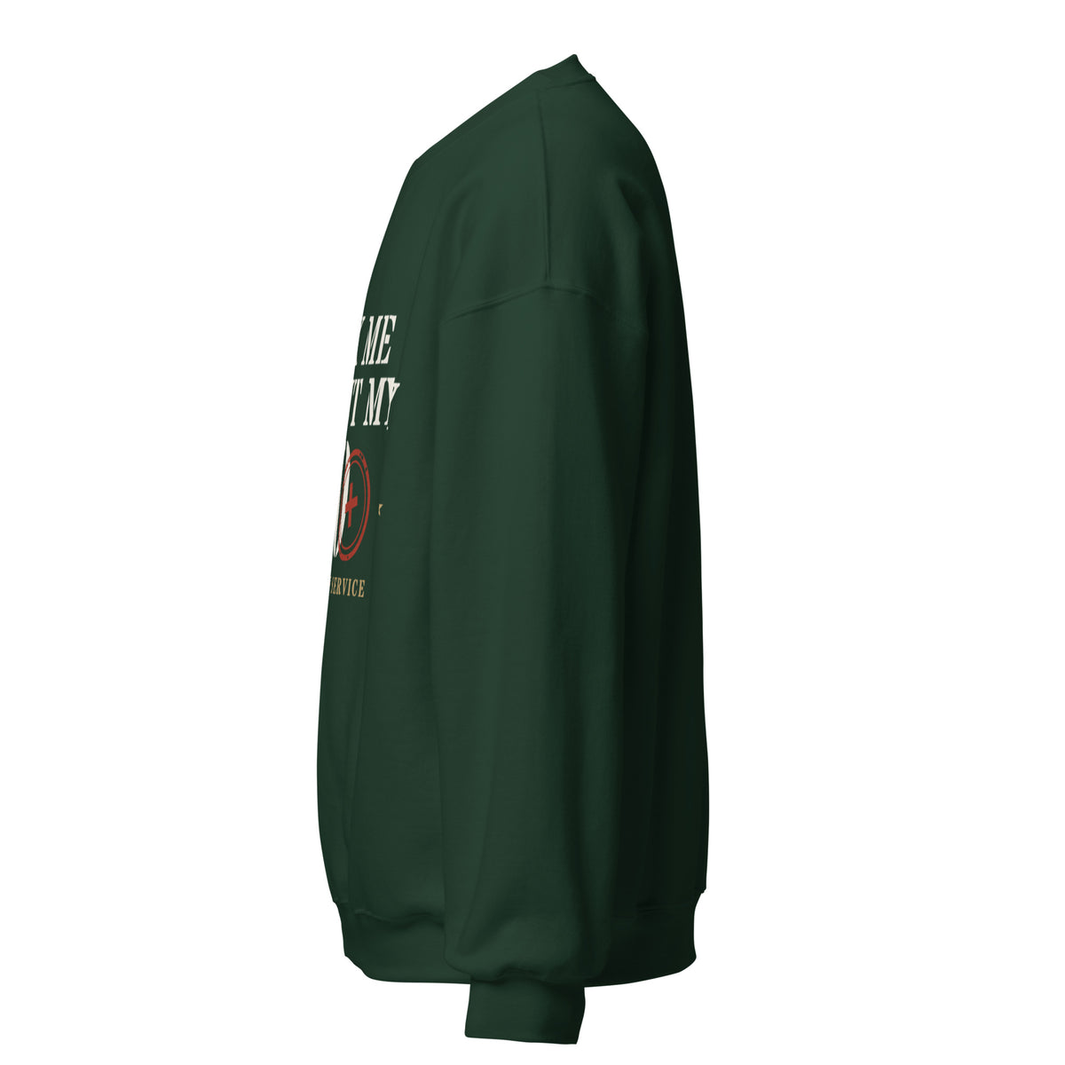 Ask Me About My 20+ Crewneck Sweatshirt in Forest Green, left, Twenty & Out