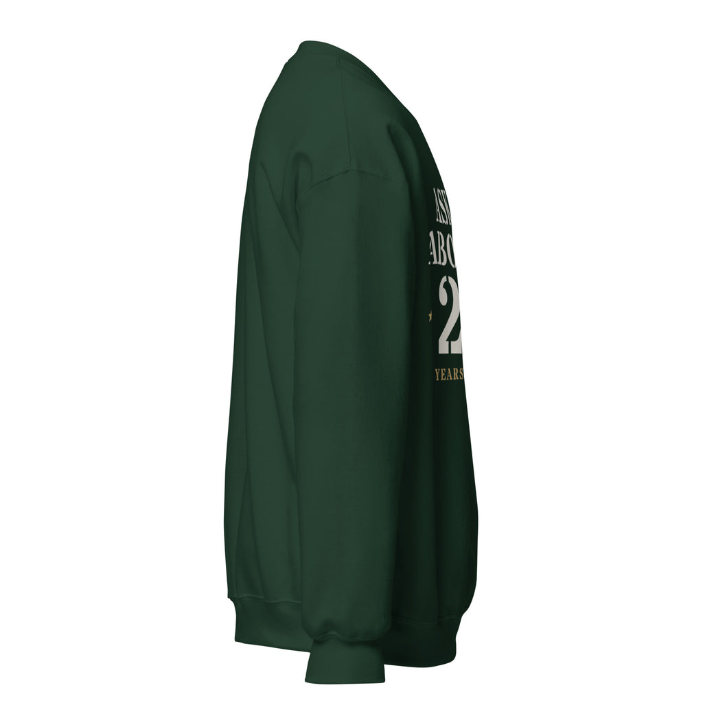 Ask Me About My 20+ Crewneck Sweatshirt in Forest Green, right, Twenty & Out
