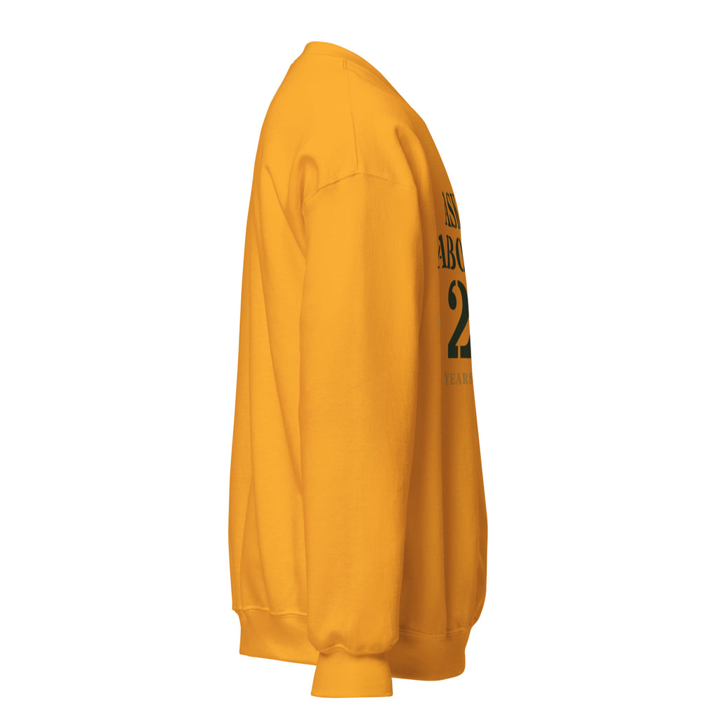 Ask Me About My 20 Plus Crewneck Sweatshirt in Gold, right, Twenty & Out