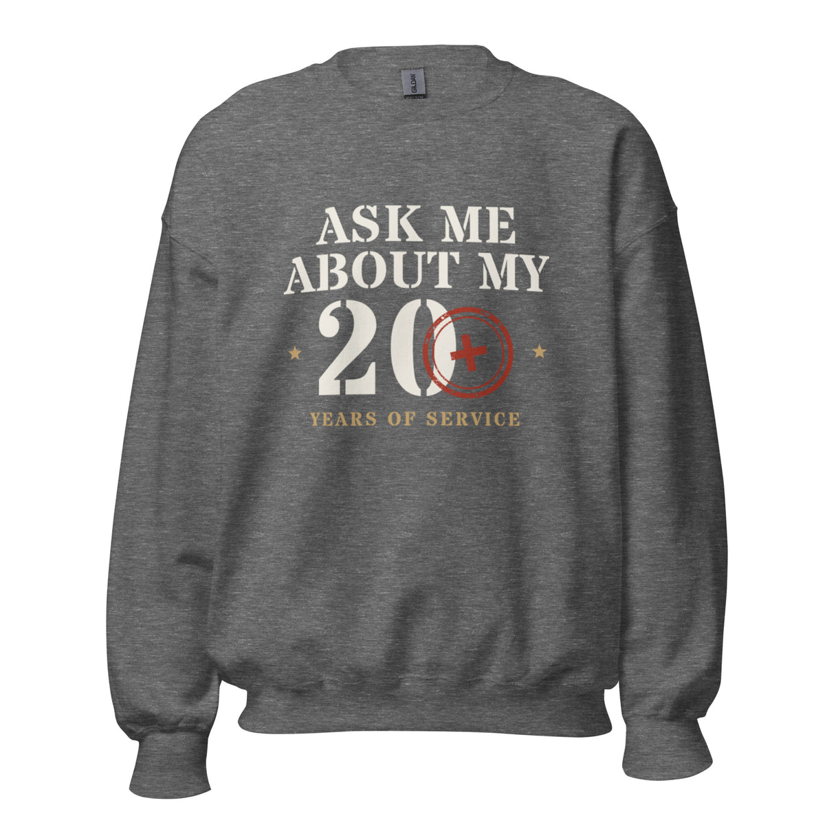 Ask Me About My 20+ Crewneck Sweatshirt in Graphite Heather, front, Twenty & Out