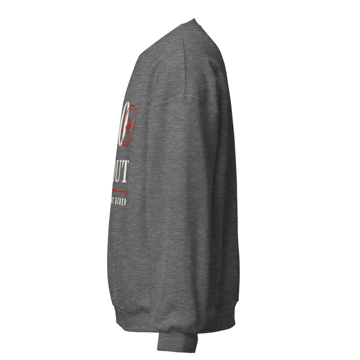 20 Plus & Out Crew Neck Sweatshirt in Graphite Heather, left, Twenty & Out