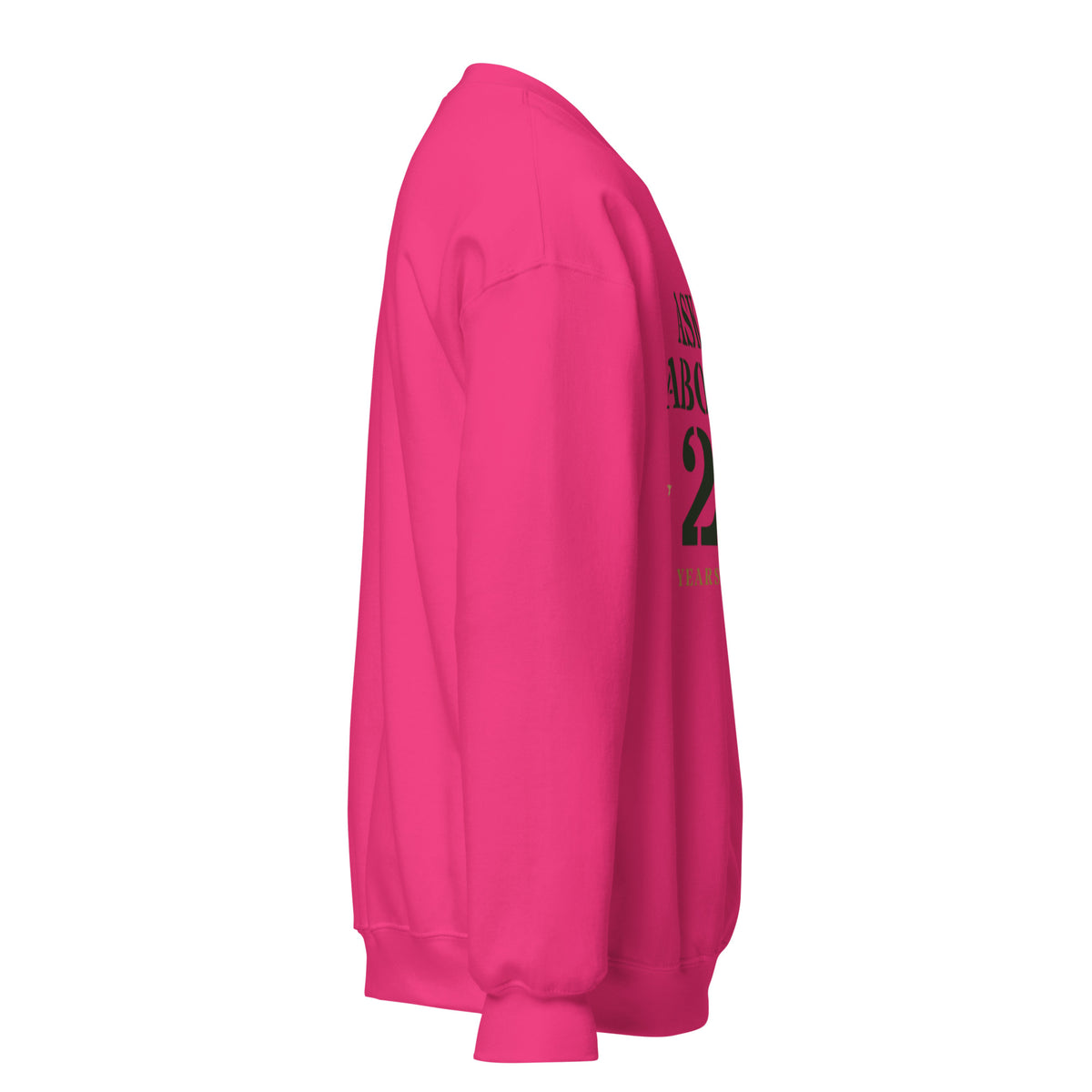 Ask Me About My 20 Plus Crewneck Sweatshirt in Heliconia, right, Twenty & Out