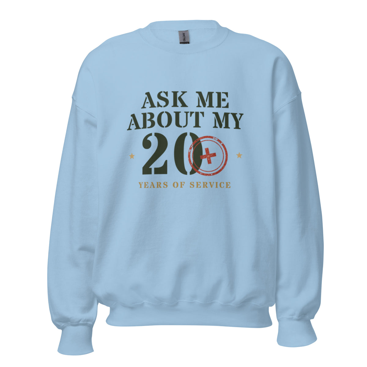 Ask Me About My 20 Plus Crewneck Sweatshirt in Light Blue, front, Twenty & Out