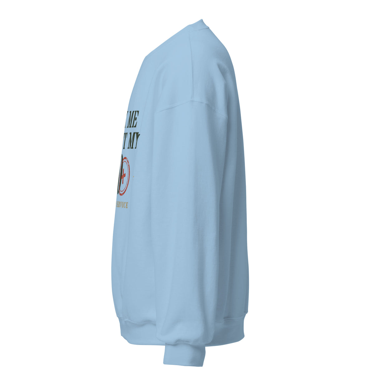 Ask Me About My 20 Plus Crewneck Sweatshirt in Light Blue, left, Twenty & Out