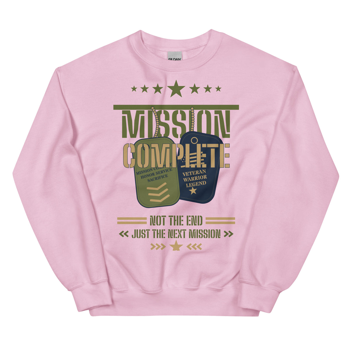 Mission Complete Crew Neck Sweatshirt in Light Pink, front, Twenty & Out