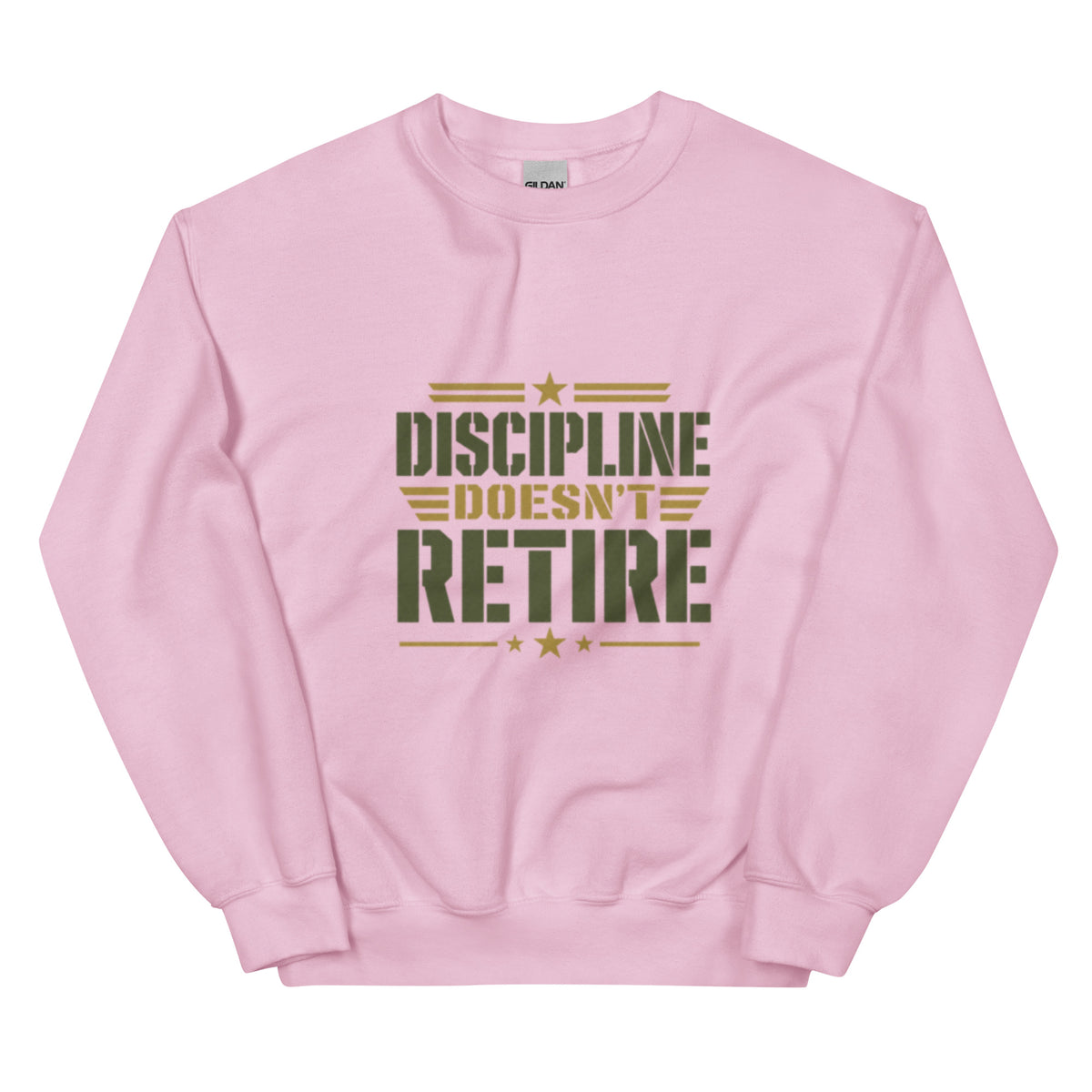 Discipline Doesn't Retire Crew Neck Sweatshirt in Light Pink, front, Twenty & Out