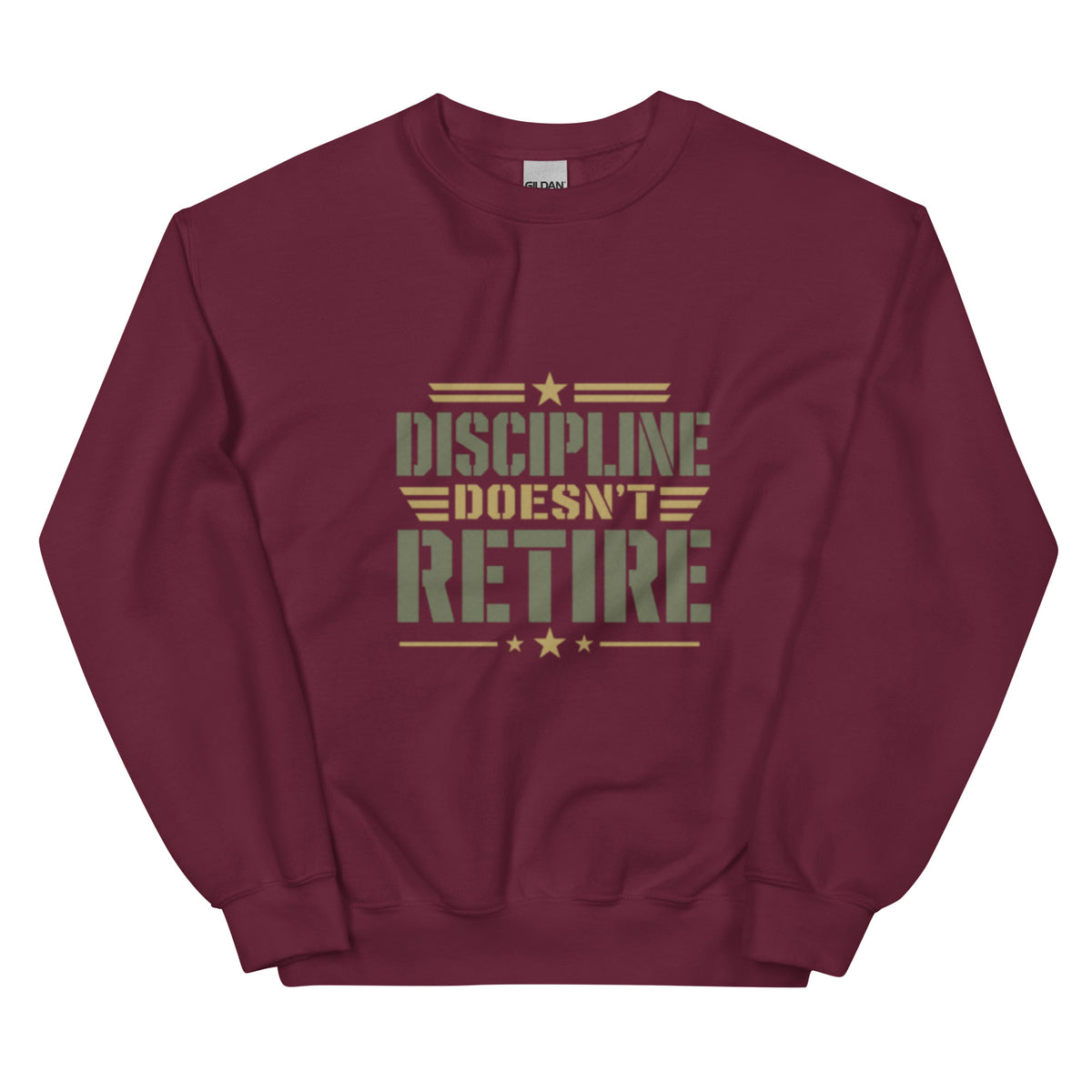 Discipline Doesn't Retire Crew Neck Sweatshirt in Maroon, front, Twenty & Out