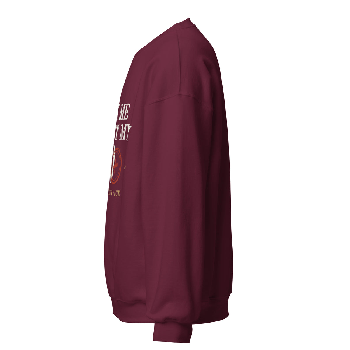 Ask Me About My 20+ Crewneck Sweatshirt in Maroon, left, Twenty & Out