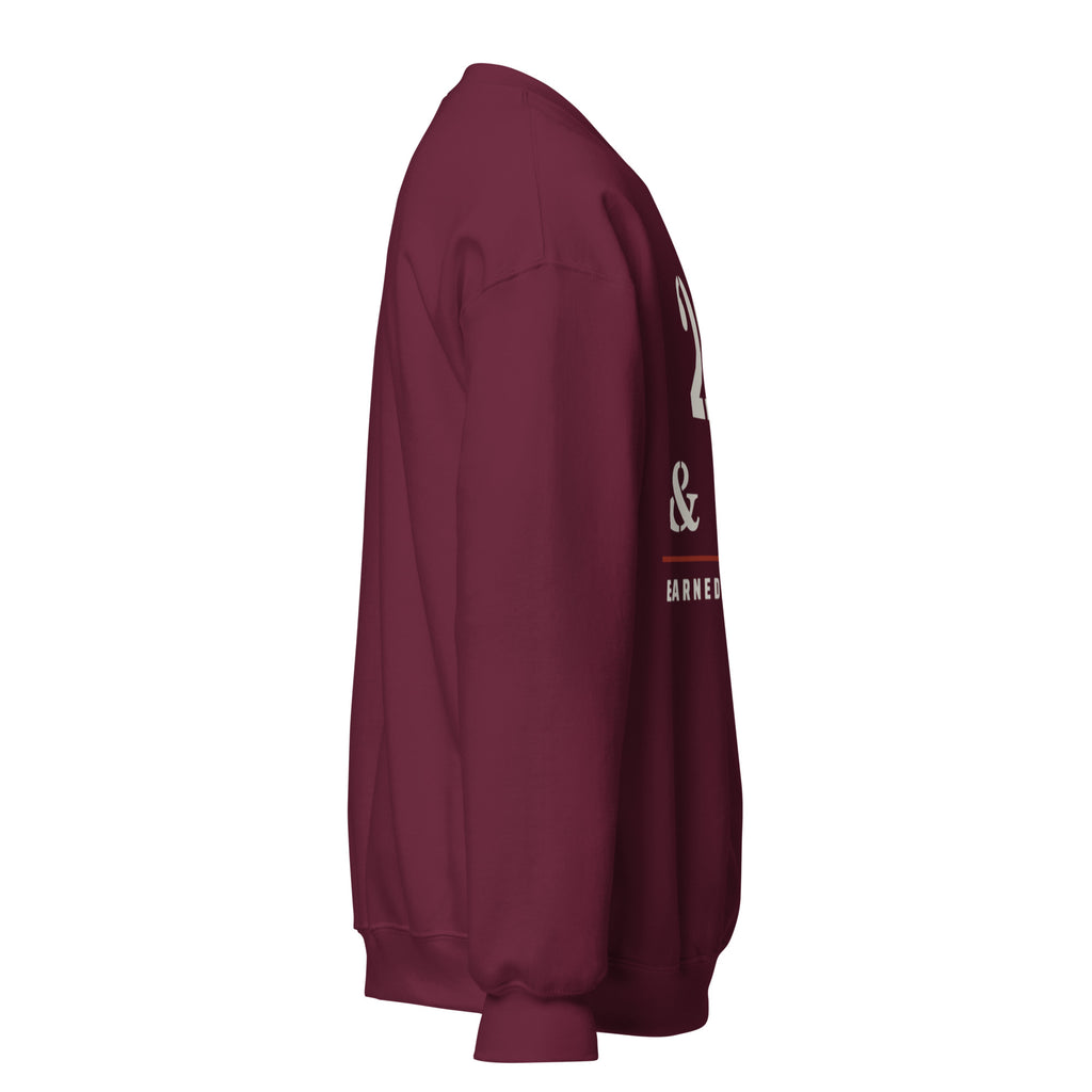 20 Plus & Out Crew Neck Sweatshirt in Maroon, right, Twenty & Out