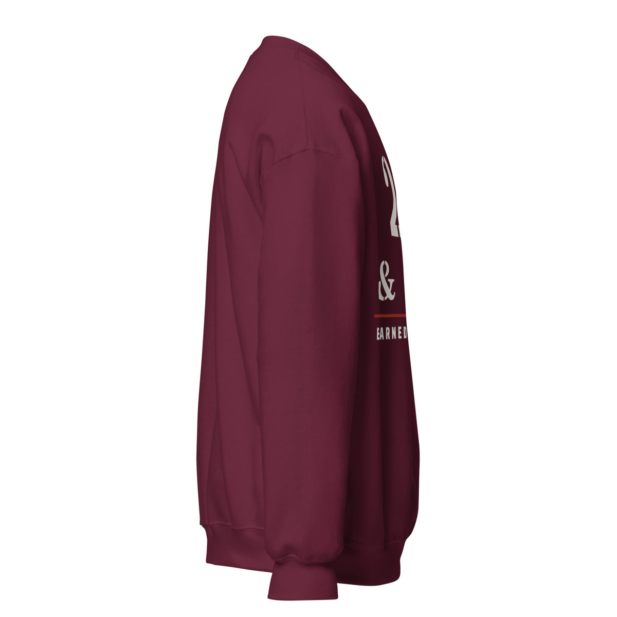 20 Plus & Out Crew Neck Sweatshirt in Maroon, right, Twenty & Out