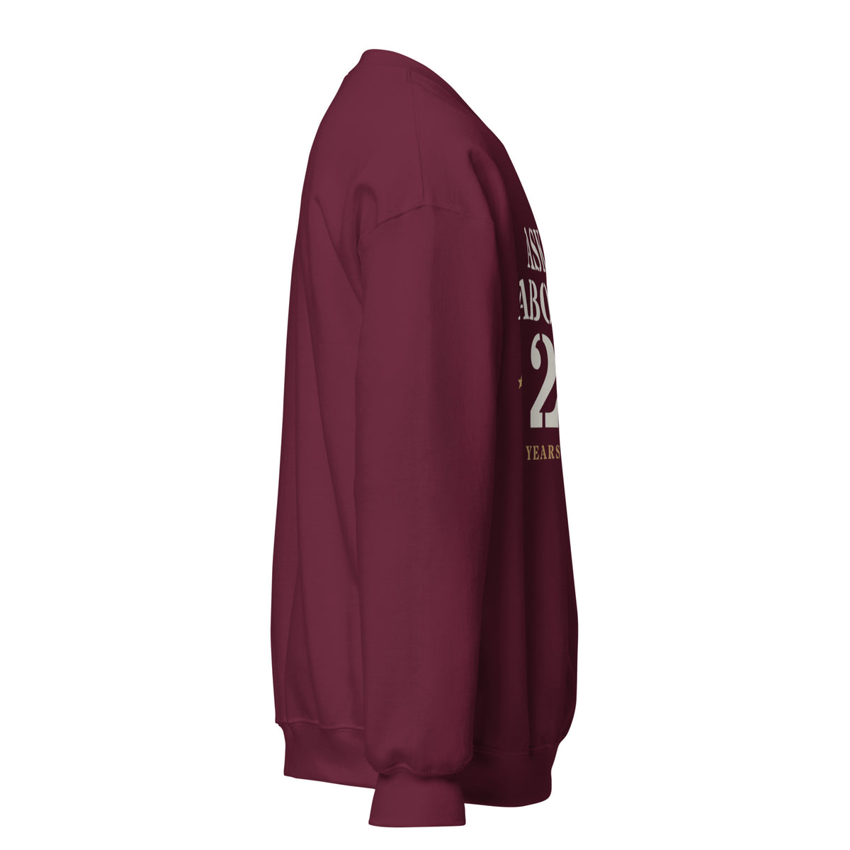 Ask Me About My 20+ Crewneck Sweatshirt in Maroon, right, Twenty & Out