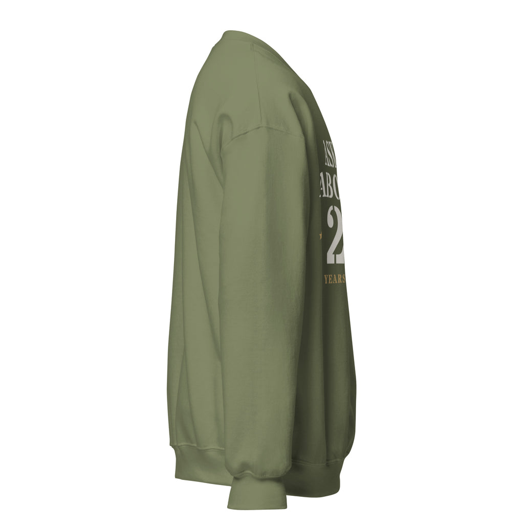 Ask Me About My 20+ Crewneck Sweatshirt in Military Green, right, Twenty & Out