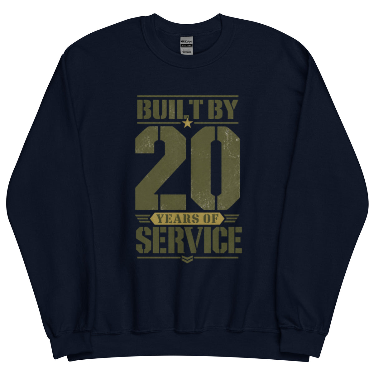 Built By 20 Years of Service Crew Neck Sweatshirt in Navy, front, Twenty & Out