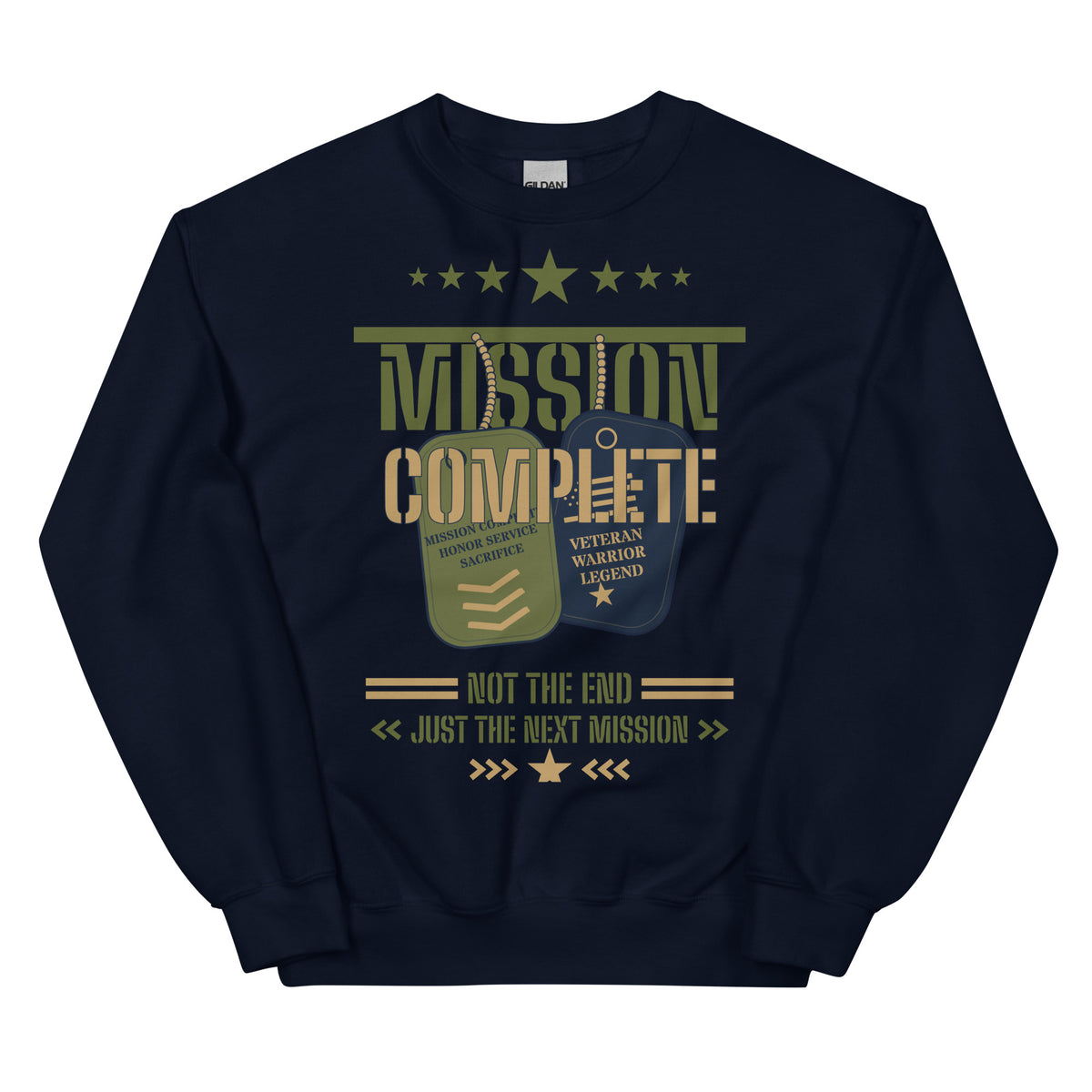Mission Complete Crew Neck Sweatshirt in Navy, front, Twenty & Out