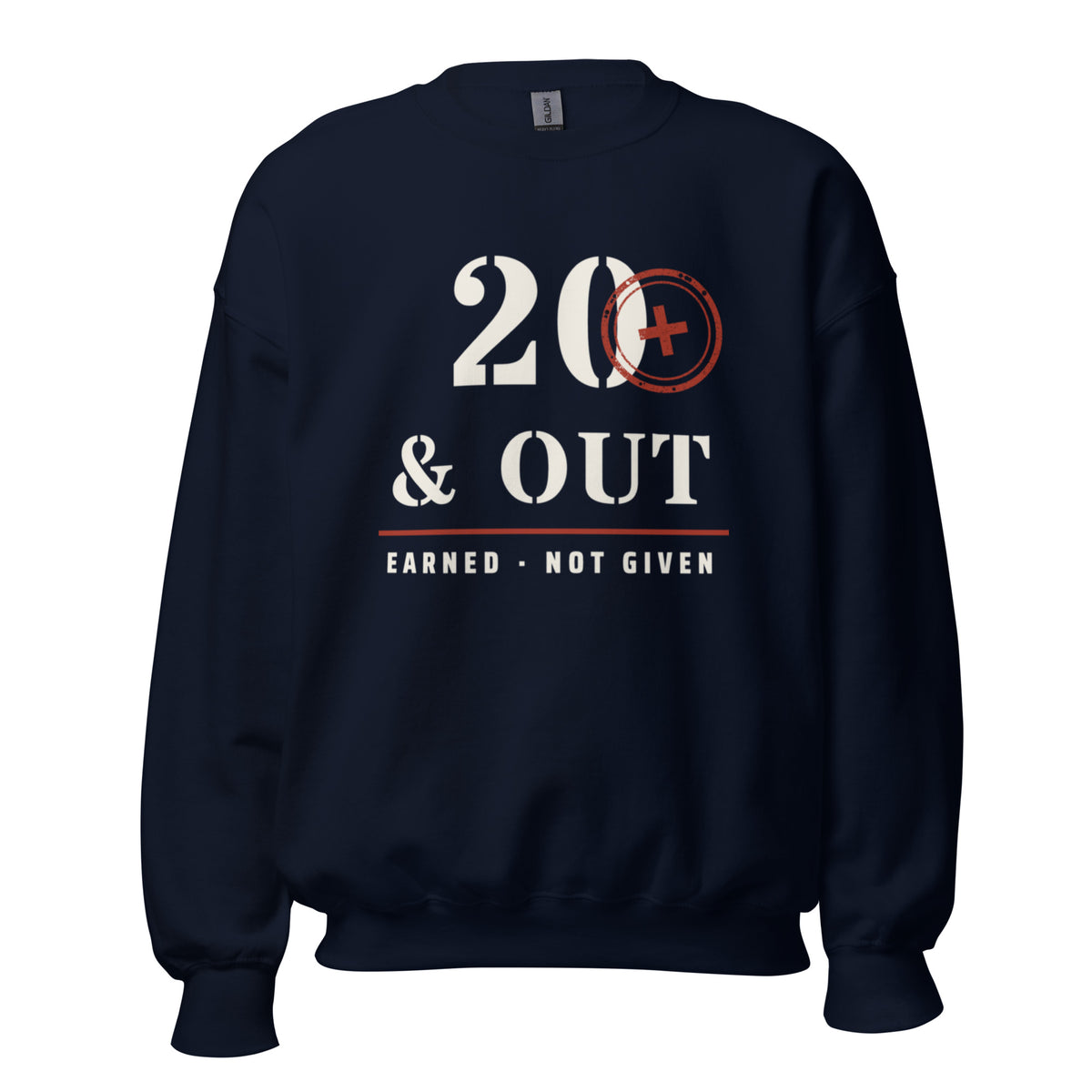 20 Plus & Out Crew Neck Sweatshirt in Navy, front, Twenty & Out