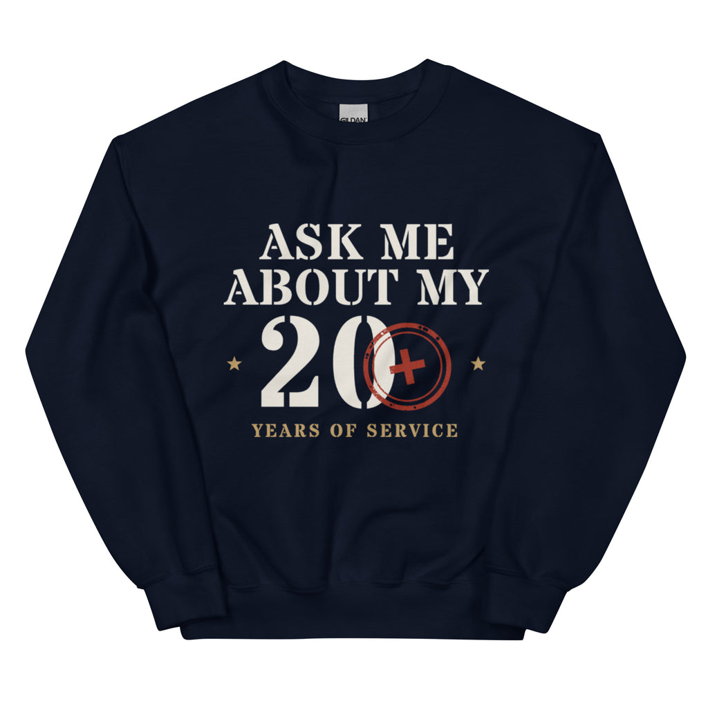 Ask Me About My 20+ Crewneck Sweatshirt in Navy, front, Twenty & Out