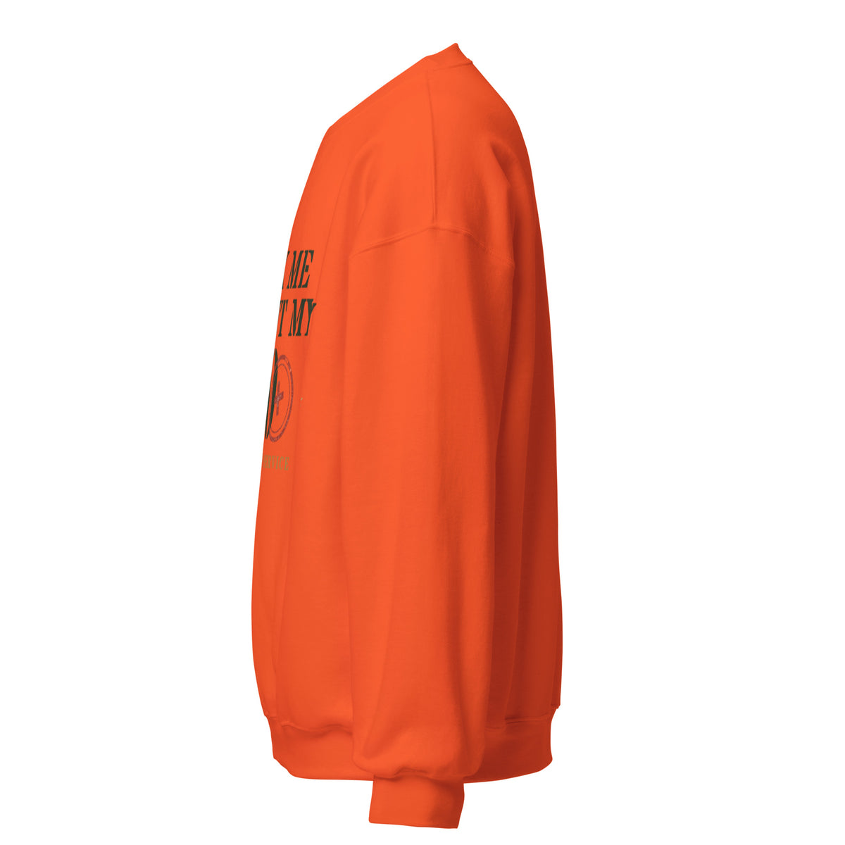 Ask Me About My 20 Plus Crewneck Sweatshirt in Orange, left, Twenty & Out