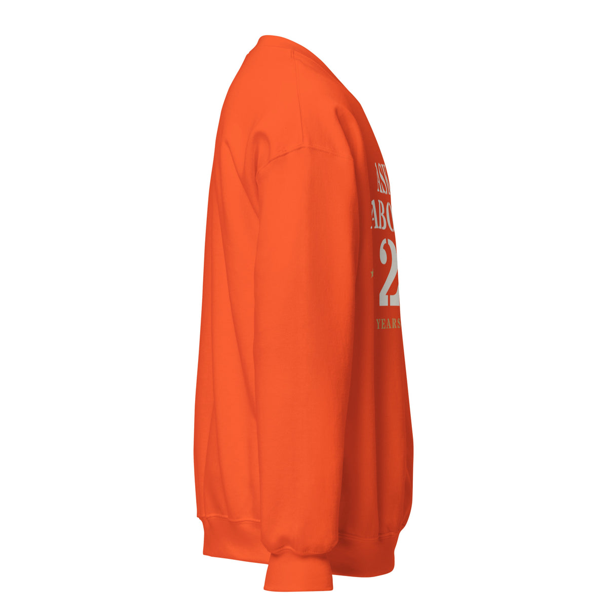 Ask Me About My 20+ Crewneck Sweatshirt in Orange, right, Twenty & Out