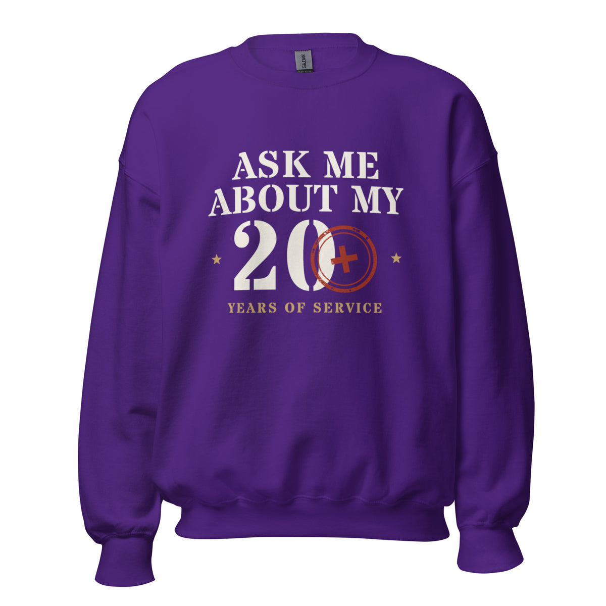 Ask Me About My 20+ Crewneck Sweatshirt in Purple, front, Twenty & Out